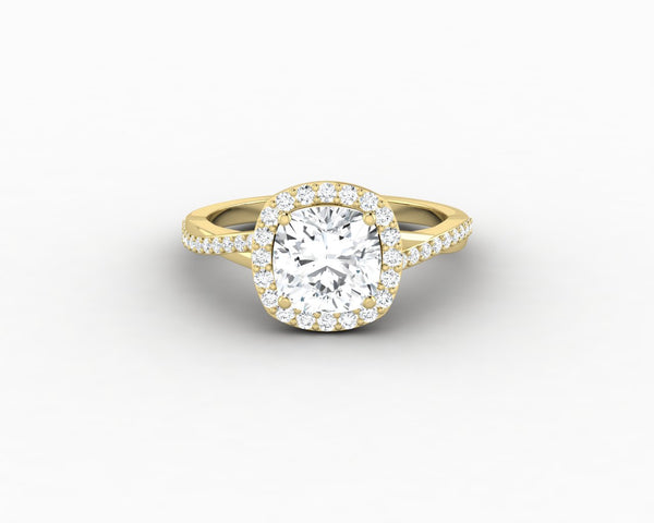 Demi 1.5 Ct Cushion Cut Halo Engagement Ring with Side Stones