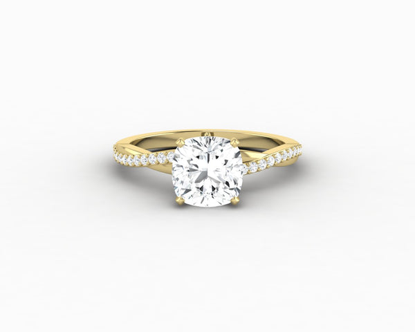 Demi 1.5 Ct Cushion Cut Engagement Ring with Side Stones