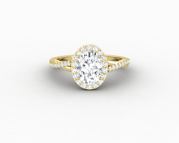 Demi 1.0 Ct Oval Cut Halo Engagement Ring with Side Stones