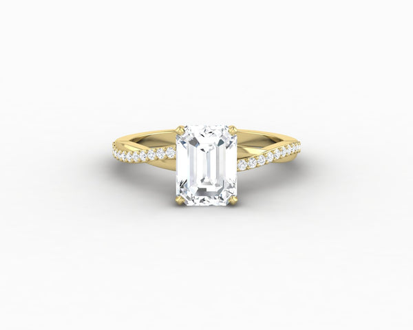 Demi 1.7 Ct Emerald Cut Engagement Ring with Side Stones