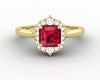 Juno 1.0 Ct Asscher Cut Halo Ruby Engagement Ring