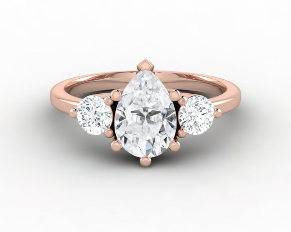 Orion Three Stone 1.20 Ct Pear Cut Engagement Ring