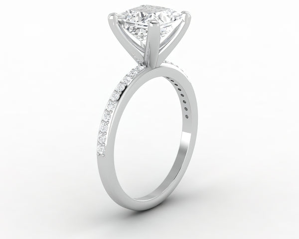 Eleonora 2.0 Ct Princess Cut Engagement Ring with Side Stones