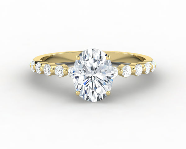 Juliet  1.5 Ct Oval Cut Moissanite Engagement Ring With Side Stones