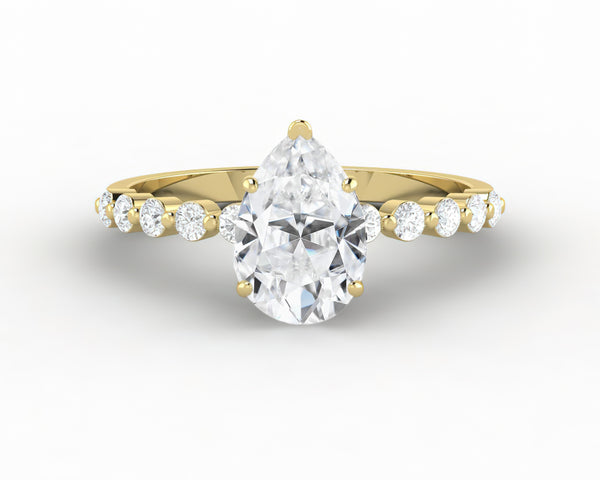 Juliet 1.5 Ct Pear Cut Moissanite Engagement Ring With Marquise Side Stones