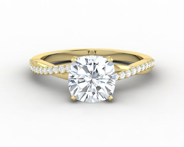 Demi 1.5 Ct Cushion Cut Engagement Ring with Side Stones