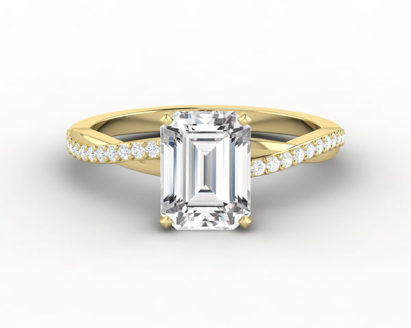 Demi 1.7 Ct Emerald Cut Engagement Ring with Side Stones