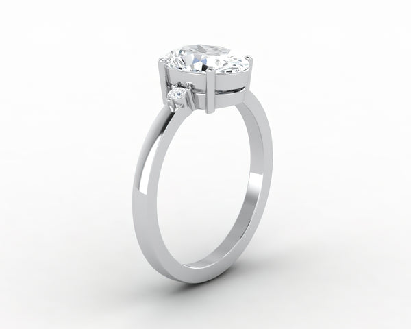 Isla Three Stone 1.5 Ct Oval Cut Engagement Ring