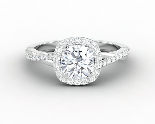 Demi 1.5 Ct Cushion Cut Halo Engagement Ring with Side Stones