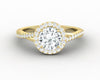 Demi 1.0 Ct Round Cut Halo Engagement Ring with Side Stones