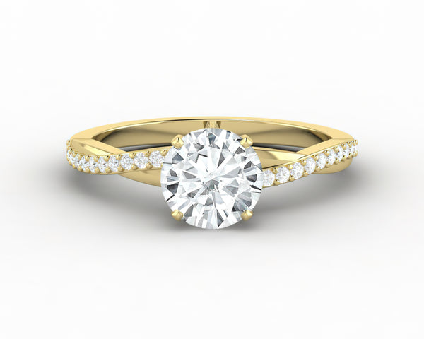 Demi 1.0 Ct Round Cut Engagement Ring with Side Stones