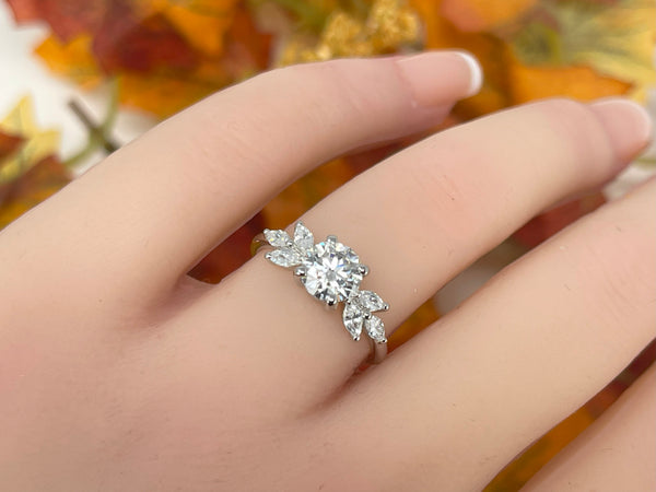 Kristen 1.0 Ct Round Cut and Marquise Engagement Ring