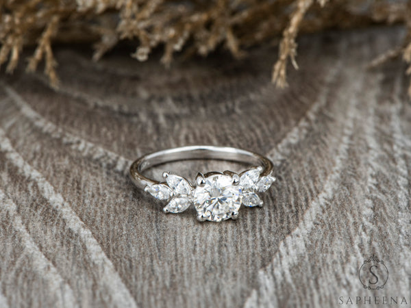 Kristen 1.0 Ct Round Cut and Marquise Engagement Ring