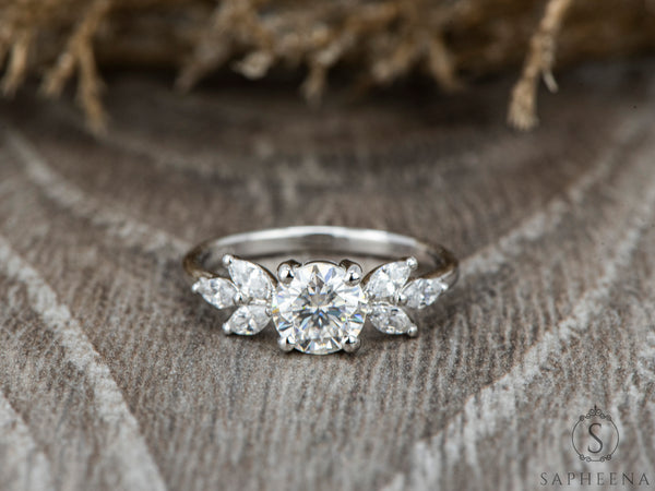 Kristen 1.0 Ct Round Cut and Marquise Engagement Ring