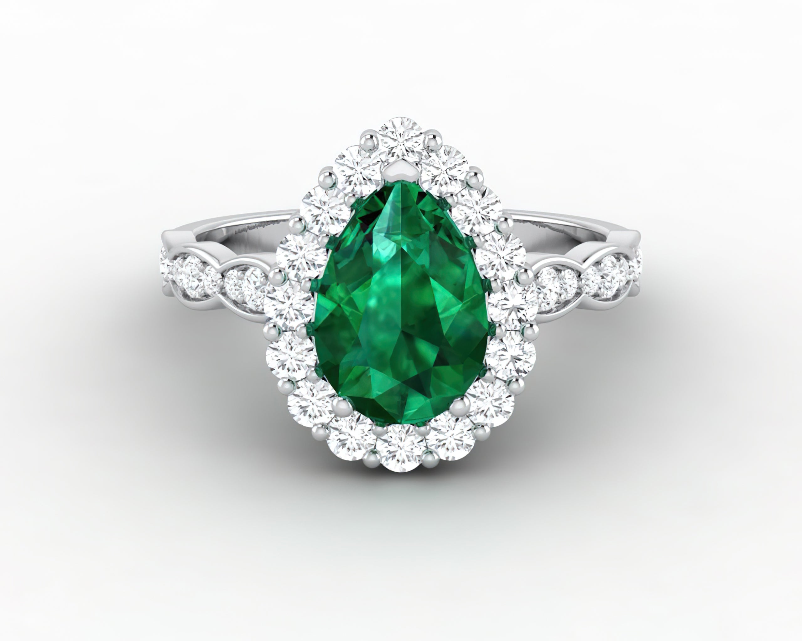 Pear cut clearance emerald engagement ring