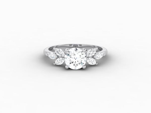 Kristen 1.0 Ct Round Cut and Marquise Engagement Ring