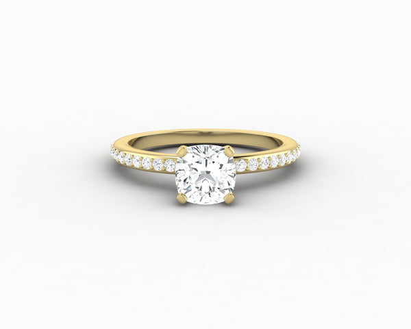 Eleonora 1.0 Ct Cushion Cut Engagement Ring with Side Stones