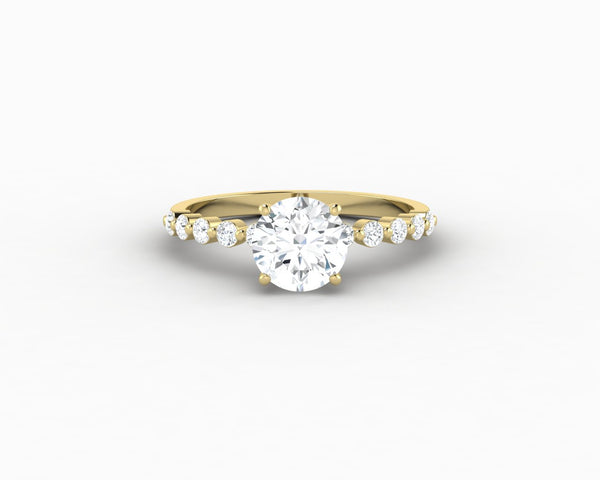 Juliet 1.0 Ct Round Cut Moissanite Engagement Ring With Marquise Side Stones