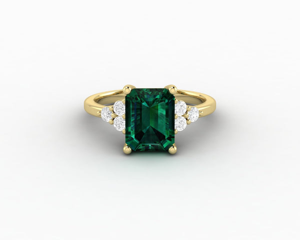 Astrid 2.0 Ct Emerald Cut Green Emerald Engagement Ring