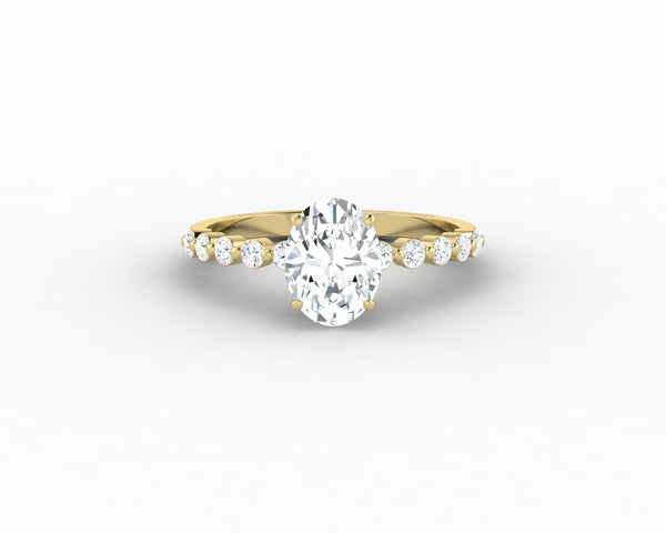 Juliet  1.5 Ct Oval Cut Moissanite Engagement Ring With Side Stones