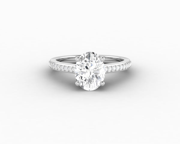 Larisa 2.0 Ct Oval Cut Engagement Ring with Side Stones