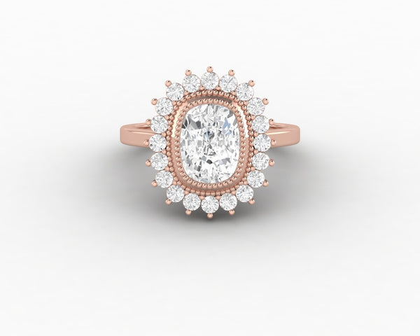 Allegra 1.50 Ct Cushion Cut Halo Moissanite Engagement Ring