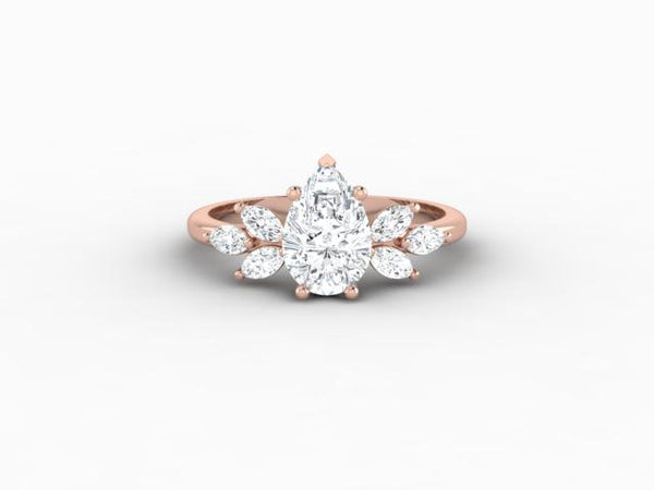 Kristen 1.25 Ct Pear Cut and Moissanite Engagement Ring