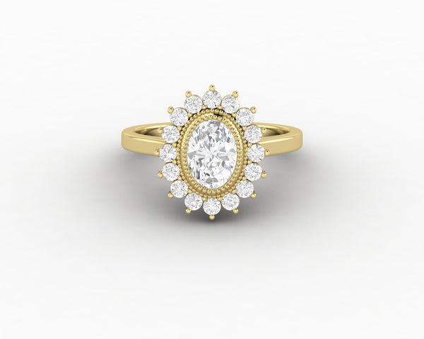 Allegra 0.75 Ct Oval Cut Halo Engagement Ring