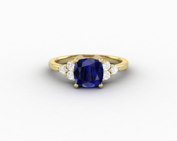 Astrid 2.0 Ct Cushion Cut Blue Sapphire Engagement Ring