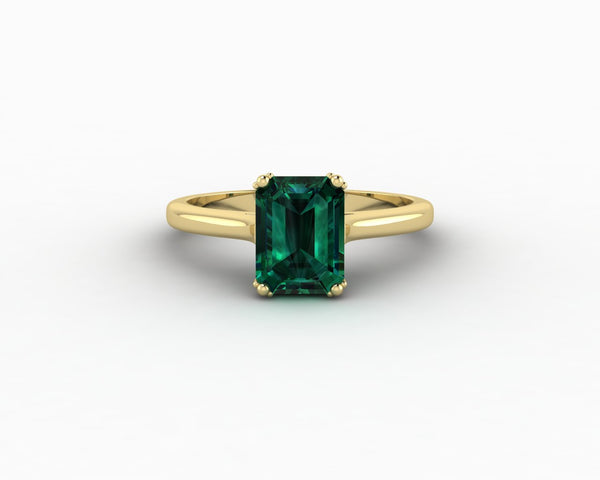 Lilian 1.25 Ct Solitaire Emerald Cut Green Emerald Engagement Ring