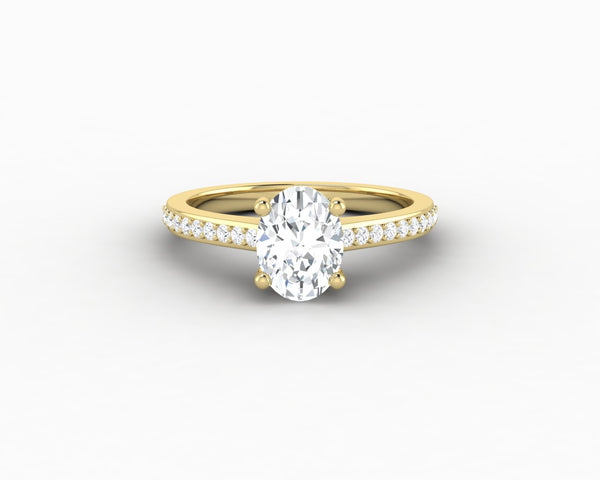 Larisa 1.0 Ct Oval Cut Engagement Ring with Side Stones