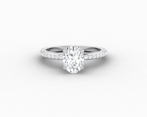 Eleonora 1.0 Ct Oval Cut Engagement Ring with Side Stones