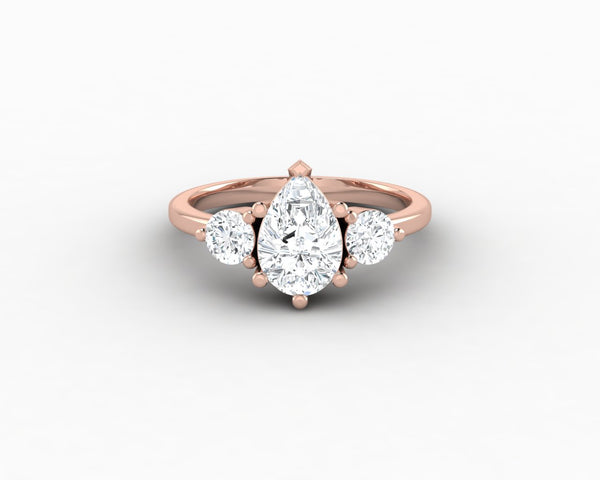 Orion Three Stone 1.20 Ct Pear Cut Engagement Ring