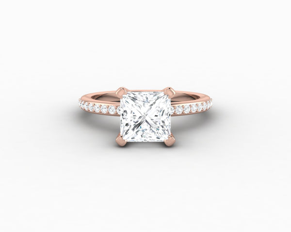 Eleonora 2.0 Ct Princess Cut Engagement Ring with Side Stones