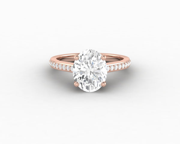 Larisa 1.5 Ct Oval Cut Engagement Ring with Side Stones