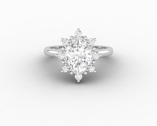 Bridget 1.5 Ct Oval Cut Halo Engagement Ring