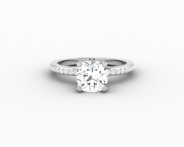 Eleonora 1.5 Ct Cushion Cut Engagement Ring with Side Stones