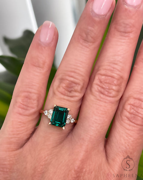 Astrid 2.0 Ct Emerald Cut Green Emerald Engagement Ring