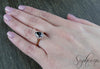 Ava 1.5 Ct Pear Cut Halo Grey Moissanite Engagement Ring