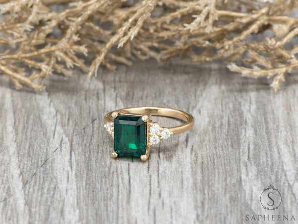 Astrid 2.0 Ct Emerald Cut Green Emerald Engagement Ring