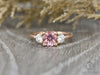 Orion Three Stone 1.5 Ct Round Cut Champagne Peach Sapphire Engagement Ring