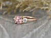 Orion Three Stone 1.5 Ct Round Cut Champagne Peach Sapphire Engagement Ring