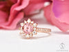 Nivis 1.5 Ct Round Cut Champagne Peach Sapphire Engagement Ring with Side Stones