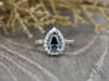 Aureola 1.50 Ct Pear Cut Halo Grey Moissanite Engagement Ring