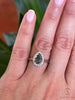 Aureola 1.50 Ct Pear Cut Halo Grey Moissanite Engagement Ring