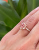 Nivis 1.5 Ct Round Cut Champagne Peach Sapphire Engagement Ring with Side Stones